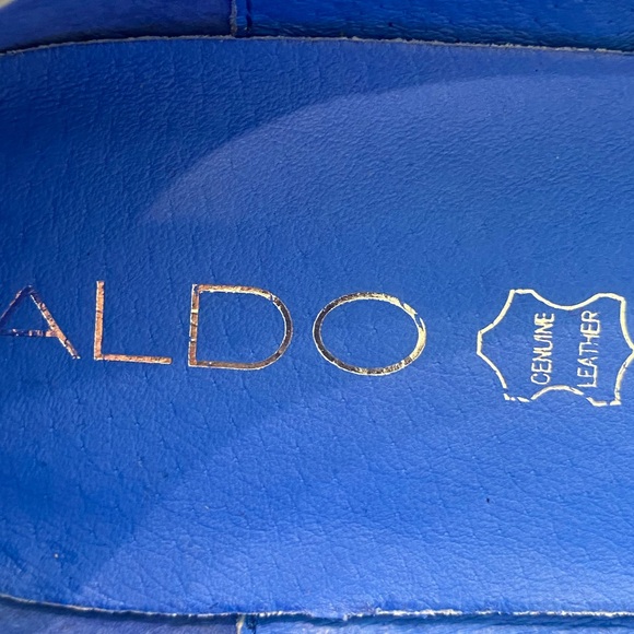 Aldo Leather Blue Silver Studded Ballet Flats New With Tags Size 38 or 7.5 to 8 - Picture 11 of 12